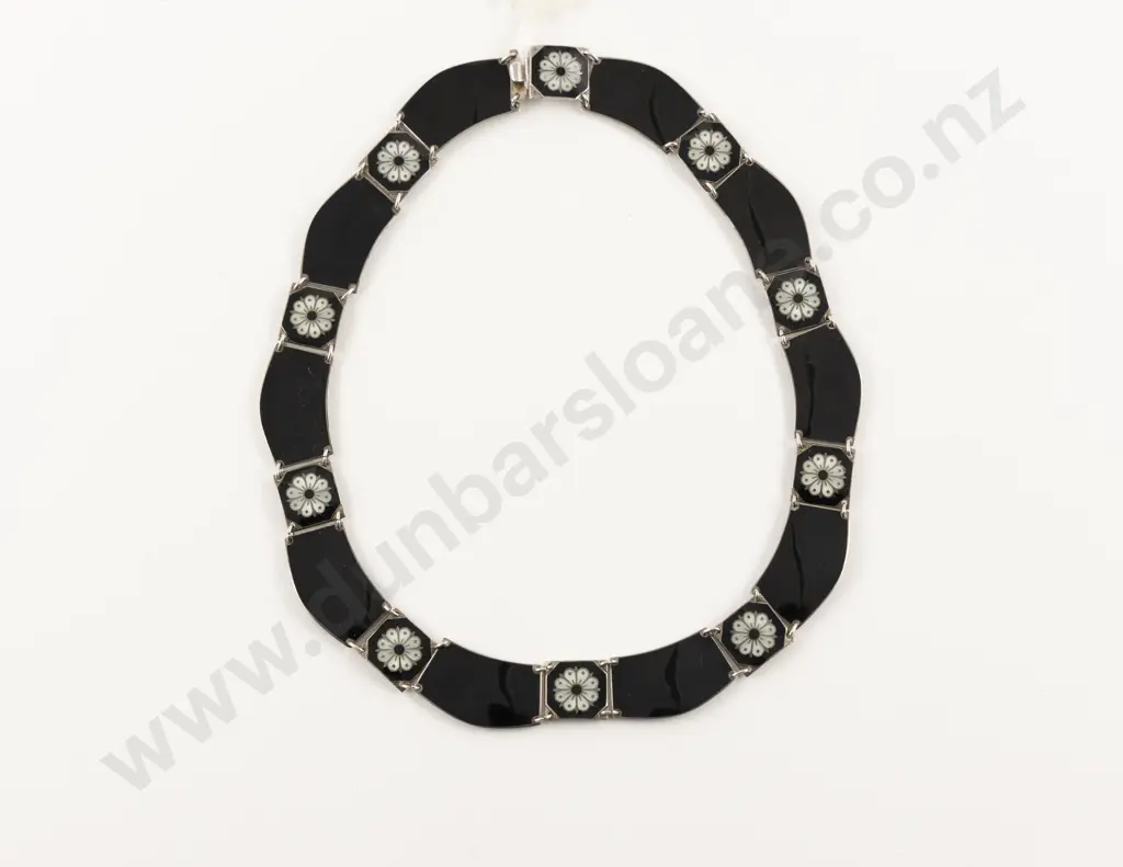 Norwegian Jeweller David Andersen .925 Silver and Enamel Necklace Collar Image 1++