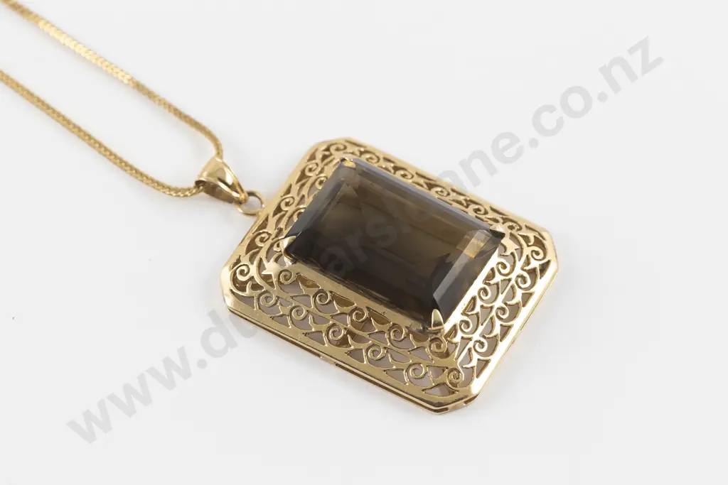18ct Single Smoky Quartz Pendant Image 1++