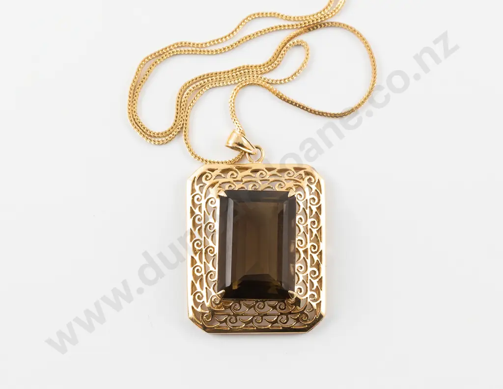 18ct Single Smoky Quartz Pendant Image 1++