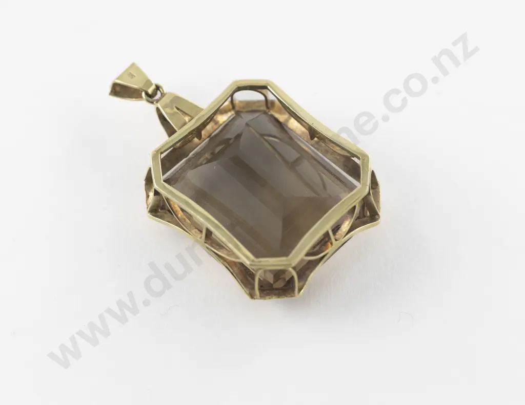 14ct Large Single Smokey Quartz Pendant Image 1++