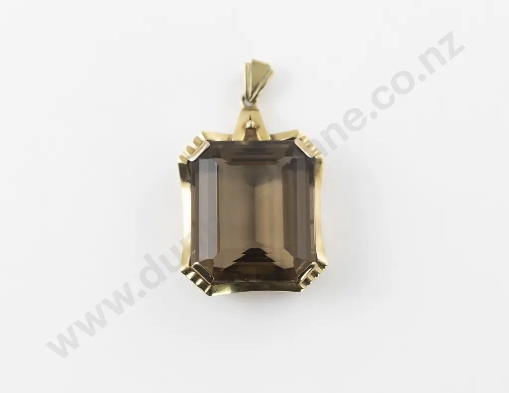 14ct Large Single Smokey Quartz Pendant Image 1++