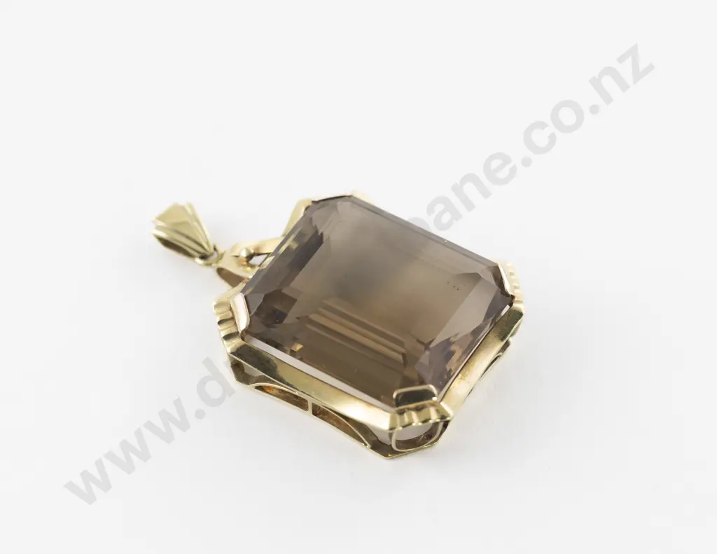 14ct Large Single Smokey Quartz Pendant Image 1++