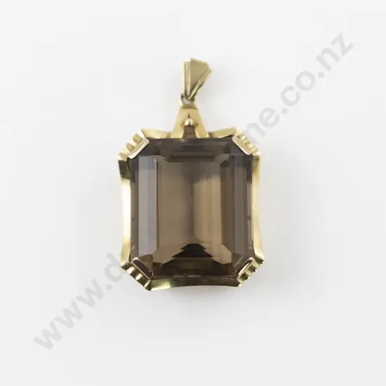 14ct Large Single Smokey Quartz Pendant
