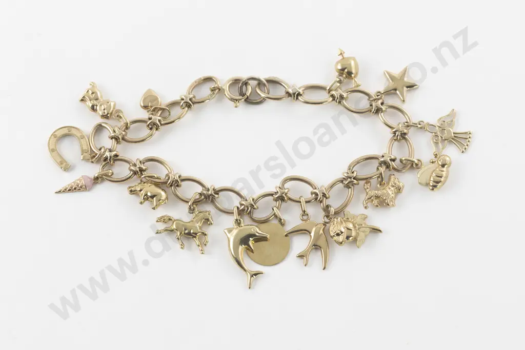 9ct Modern Curb Link Charm Bracelet Image 1++