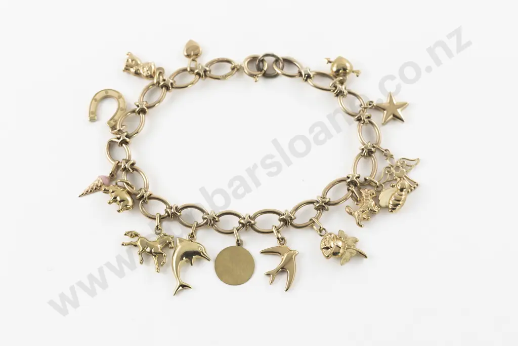 9ct Modern Curb Link Charm Bracelet Image 1++