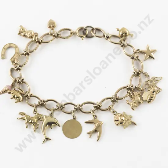 9ct Modern Curb Link Charm Bracelet
