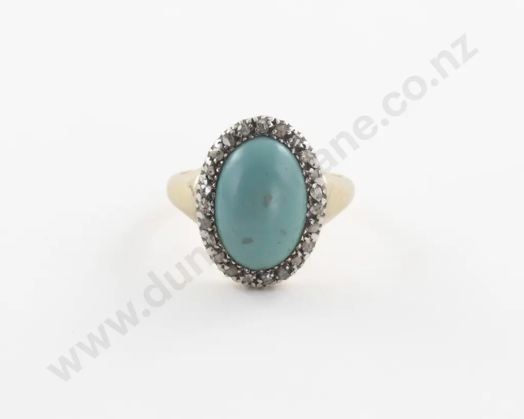 18ct 24Stone Turquoise and Diamond Dress Ring Image 1++