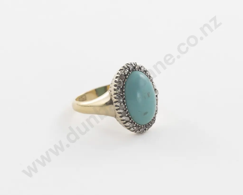18ct 24Stone Turquoise and Diamond Dress Ring Image 1++
