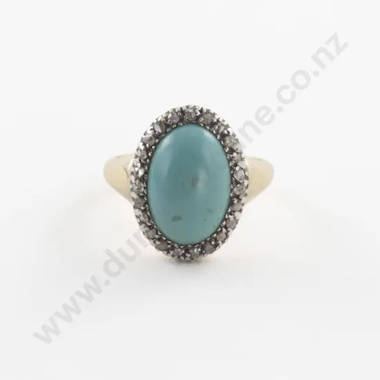 18ct 24Stone Turquoise and Diamond Dress Ring