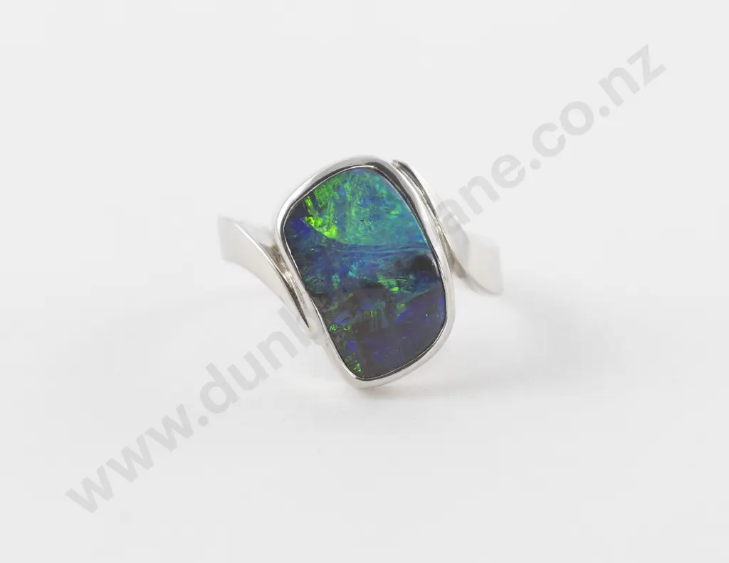 9ct White Gold Single Opal Dress Ring Image 1++