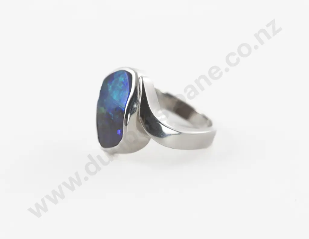 9ct White Gold Single Opal Dress Ring Image 1++