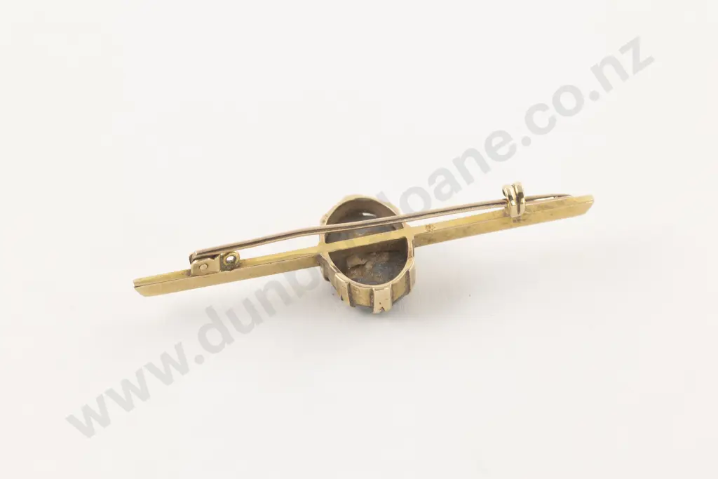 Edwardian 15ct Single Black Opal Bar Brooch Image 1++