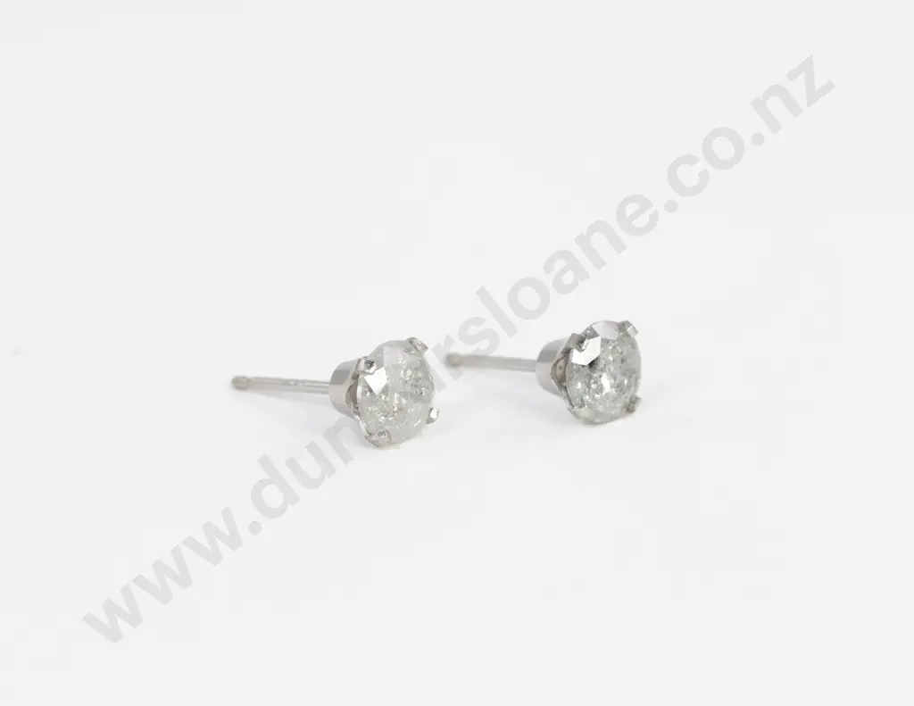 Pair 14ct White Gold Diamond Stud Earrings Image 1++