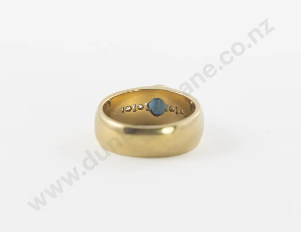 18ct Five Stone Sapphire and Diamond Band Ring Image 1++