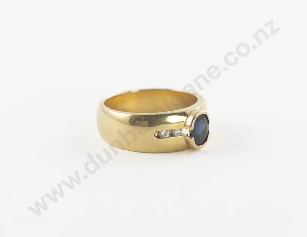 18ct Five Stone Sapphire and Diamond Band Ring Image 1++