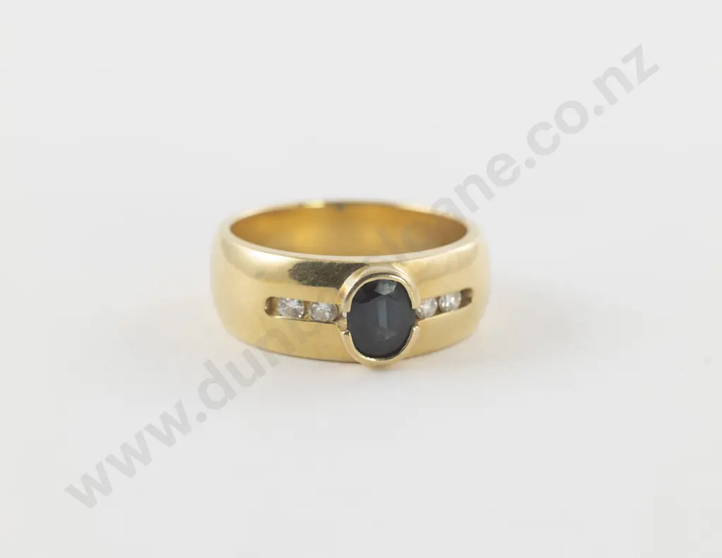 18ct Five Stone Sapphire and Diamond Band Ring Image 1++