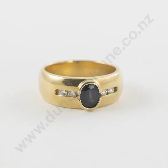 18ct Five Stone Sapphire and Diamond Band Ring