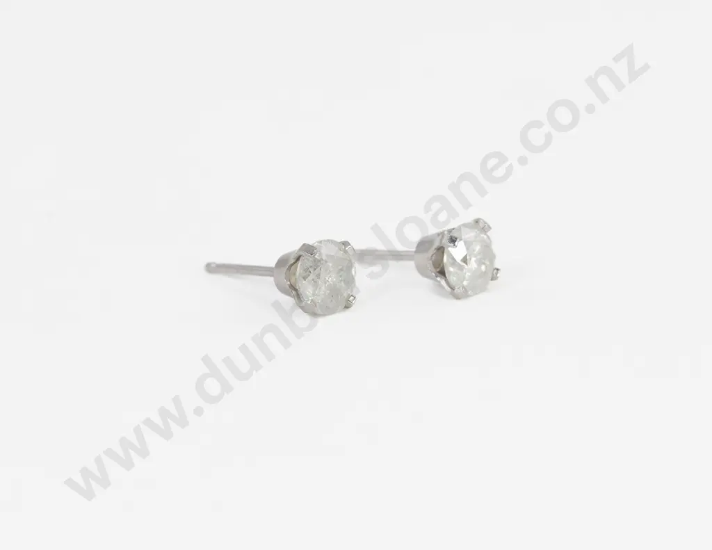 Pair 14ct White Gold Diamond Stud Earrings Image 1++