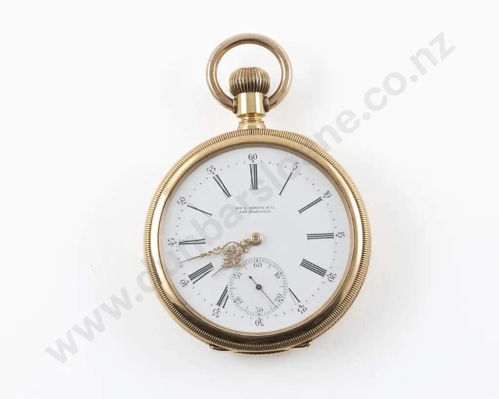 George C Shreve of San Francisco USA 18ct Open Face Lever Wind Pocket Watch Image 1++