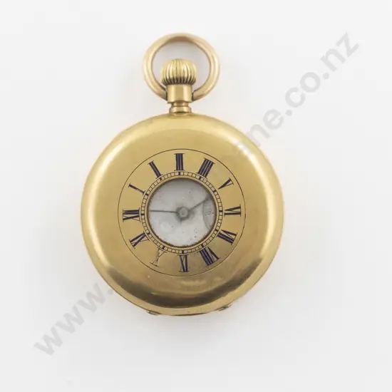 18ct Half Hunter Cased Lever Wind Pocket Watch