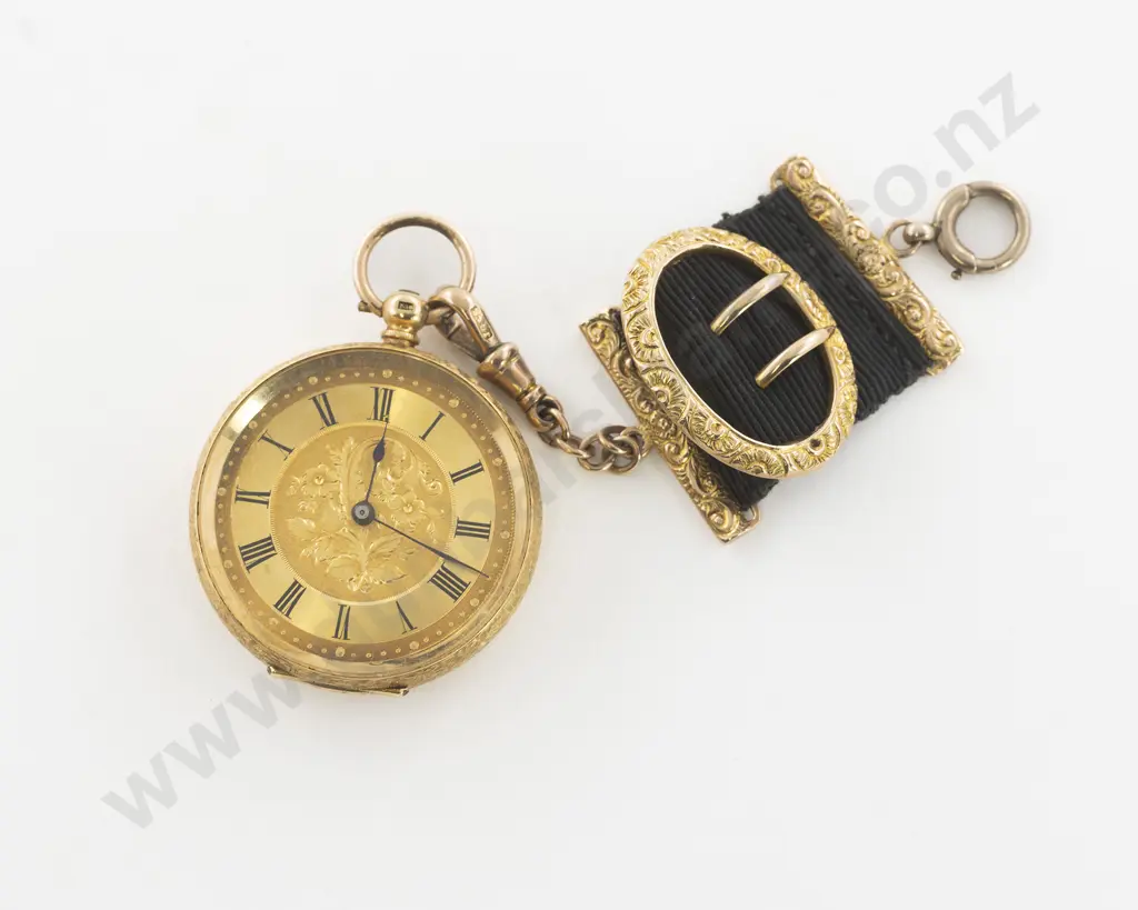 18ct Cased Open Face Key Wind Fob Watch Image 1++