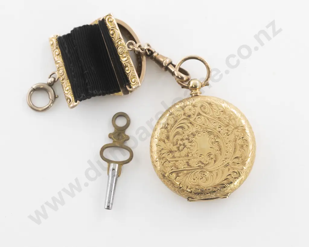 18ct Cased Open Face Key Wind Fob Watch Image 1++
