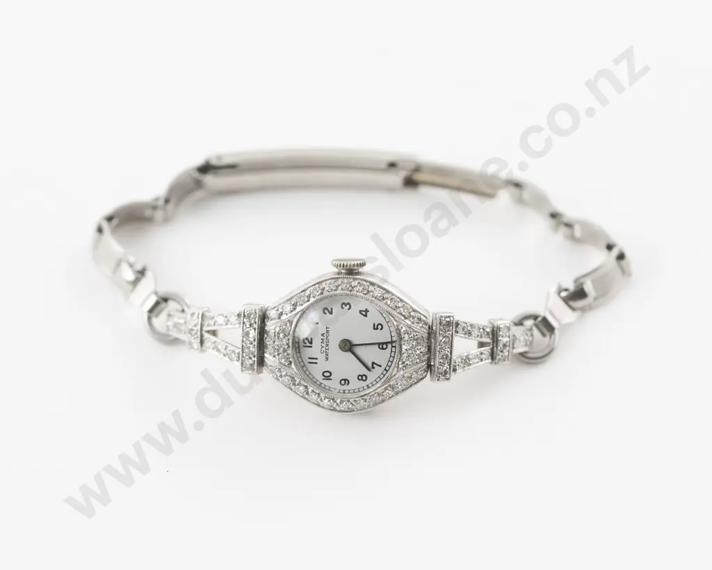 Vintage Platinum and Diamond Cased Manual Wind Ladies Dress Wrist Watch Image 1++