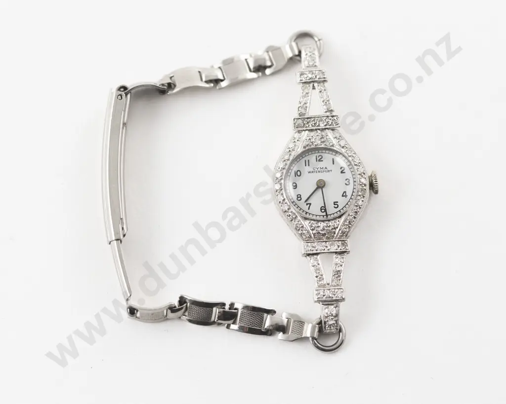 Vintage Platinum and Diamond Cased Manual Wind Ladies Dress Wrist Watch Image 1++