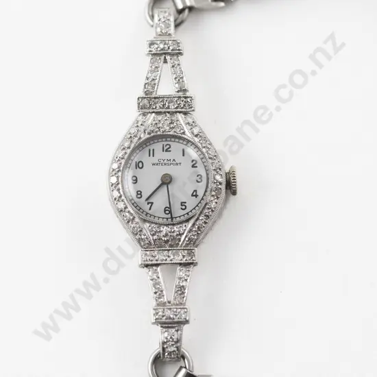 Vintage Platinum and Diamond Cased Manual Wind Ladies Dress Wrist Watch
