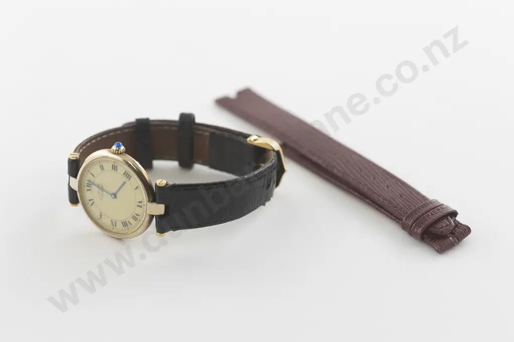 Cartier Must De Vermeil Argent .925 Sterling Silver Gilt Quartz Wrist Watch Image 1++