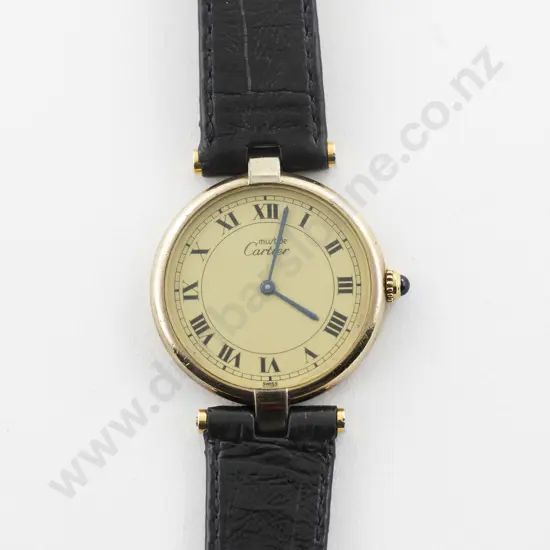 Cartier Must De Vermeil Argent .925 Sterling Silver Gilt Quartz Wrist Watch