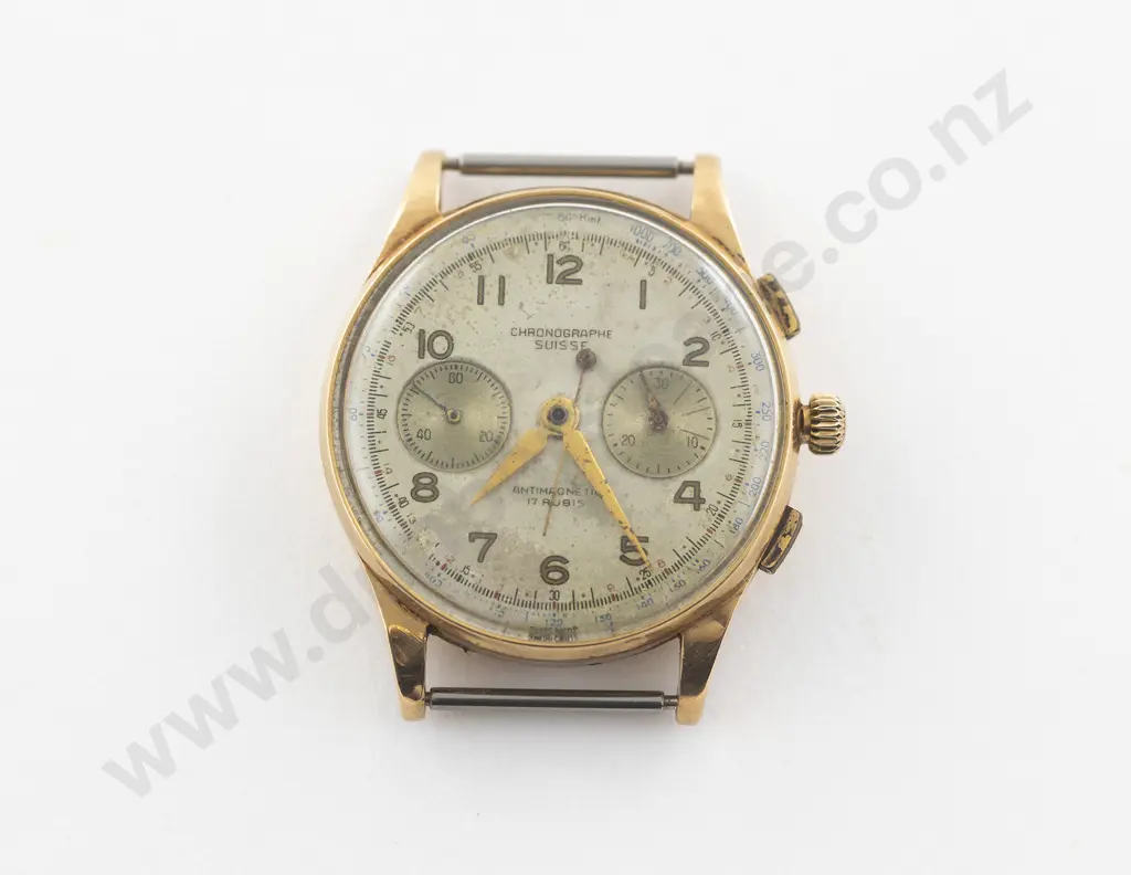 Vintage Chronographe Suisse 18ct Cased Gents Manual Wind Wrist Watch Image 1++