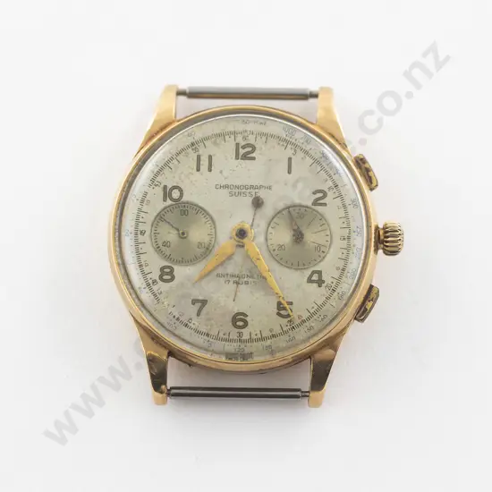 Vintage Chronographe Suisse 18ct Cased Gents Manual Wind Wrist Watch