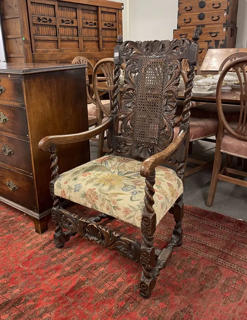 C17th Period Oak Open Armchair Image 1++