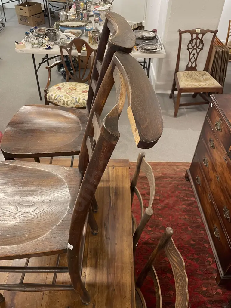 Small C19th French Provincial Fruitwood Dining Table & 8 Bentwood Chairs Image 1++