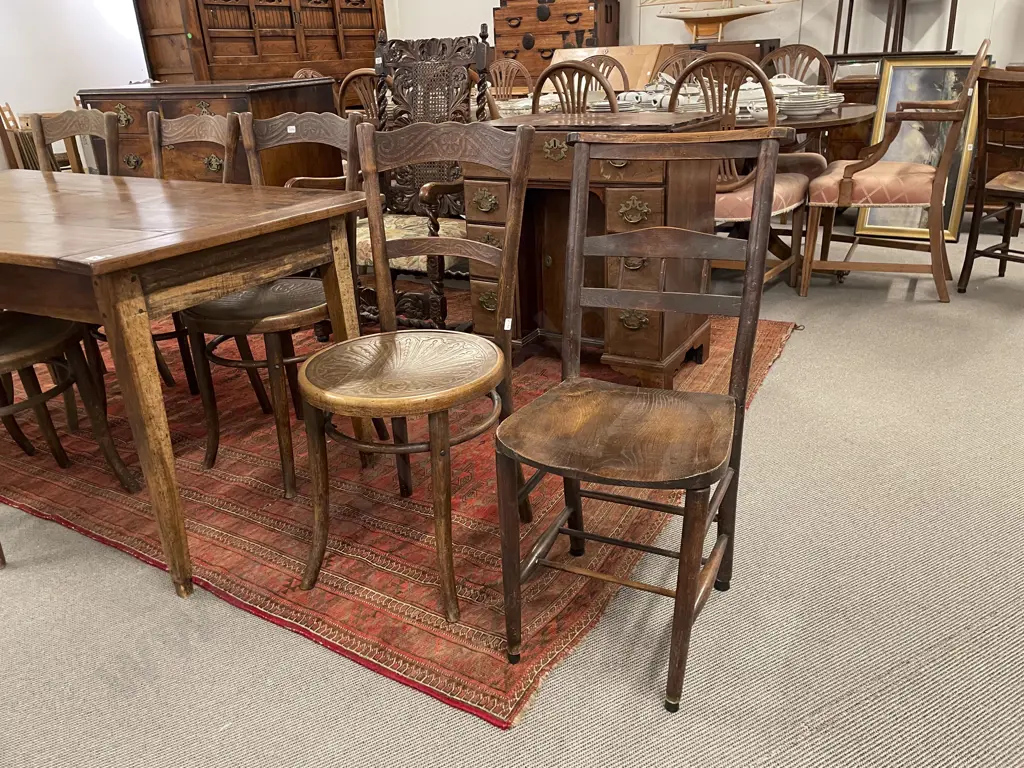 Small C19th French Provincial Fruitwood Dining Table & 8 Bentwood Chairs Image 1++