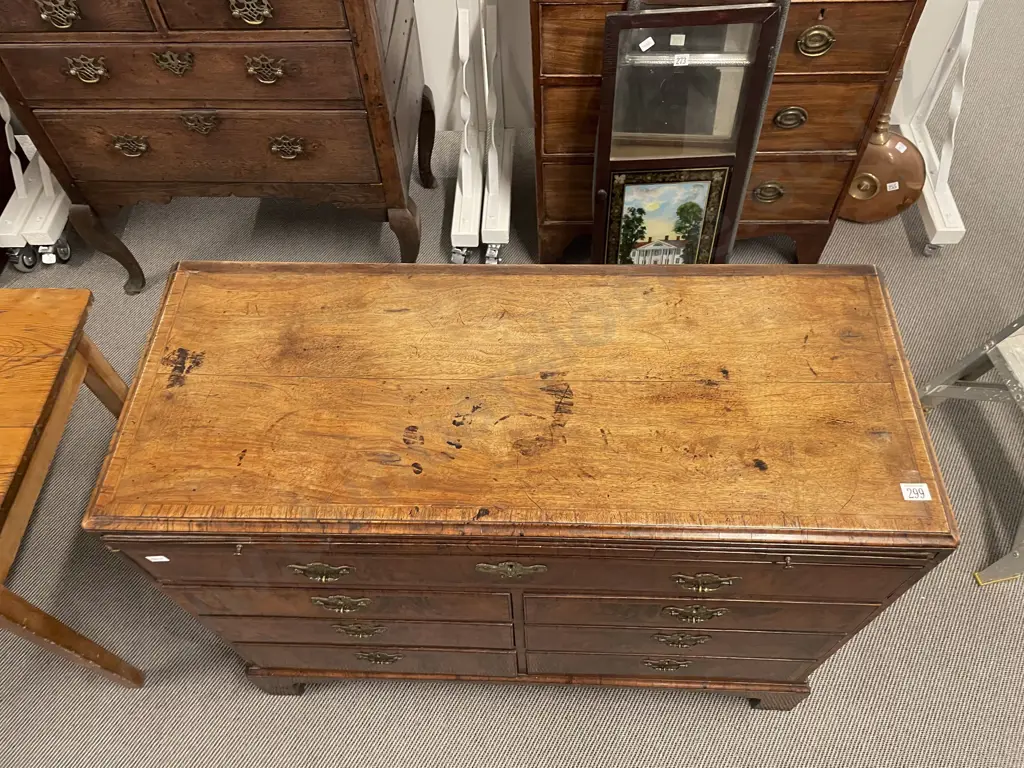 Geo II Walnut & Crossbanded Flat Front Chest Of Drawers Image 1++