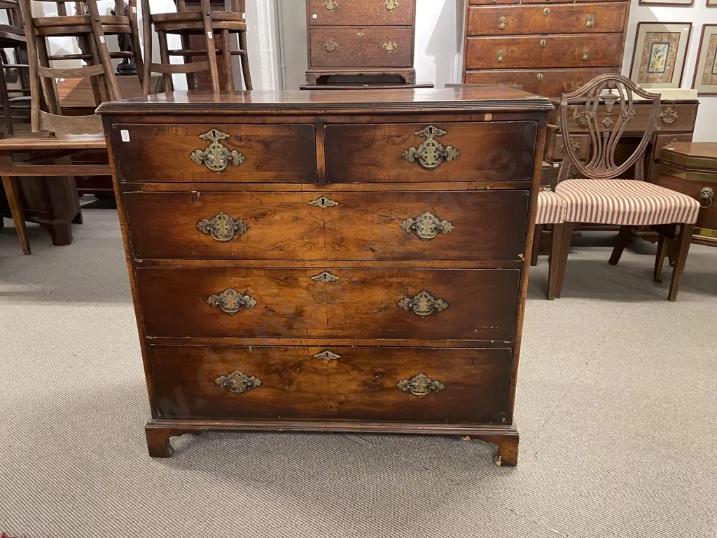 Late Geo II or Early Geo III Walnut Flat Front Chest Image 1++