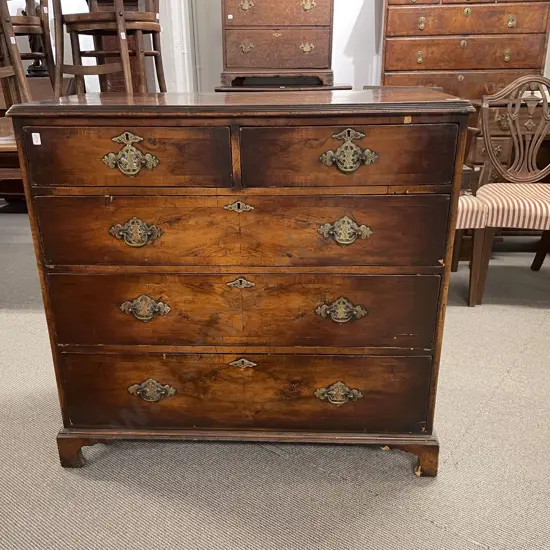 Late Geo II or Early Geo III Walnut Flat Front Chest