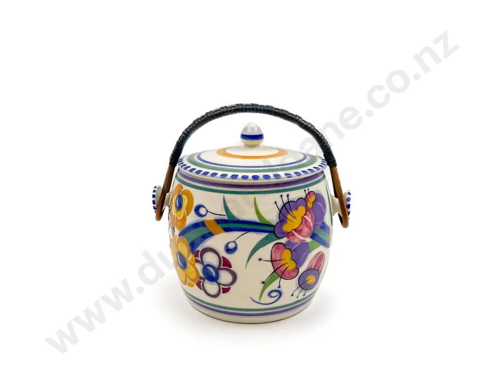 Floral Decorated Poole Biscuit Barrel Image 1++