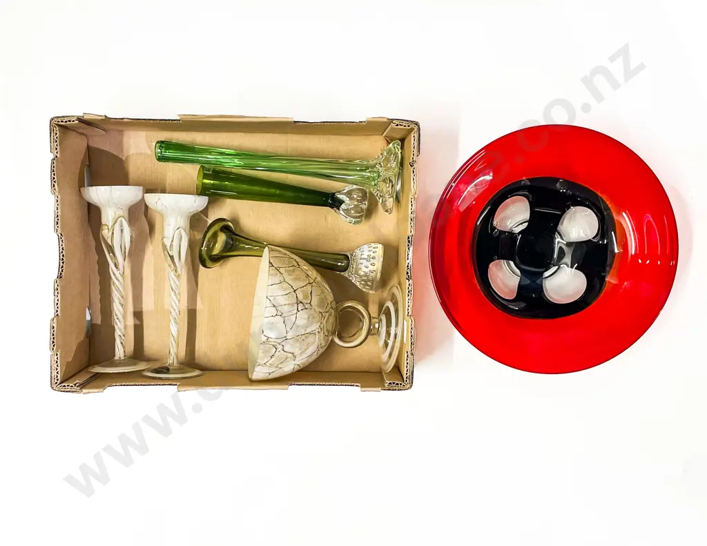 Box of Assorted Art Glass Image 1++