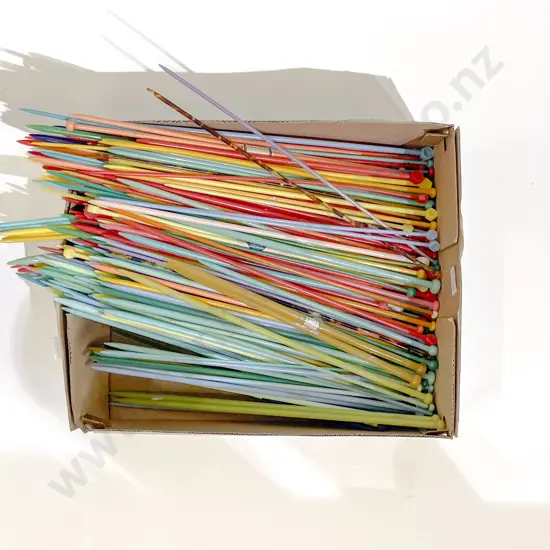 Box of Assorted Vintage Plastic Knitting Needles