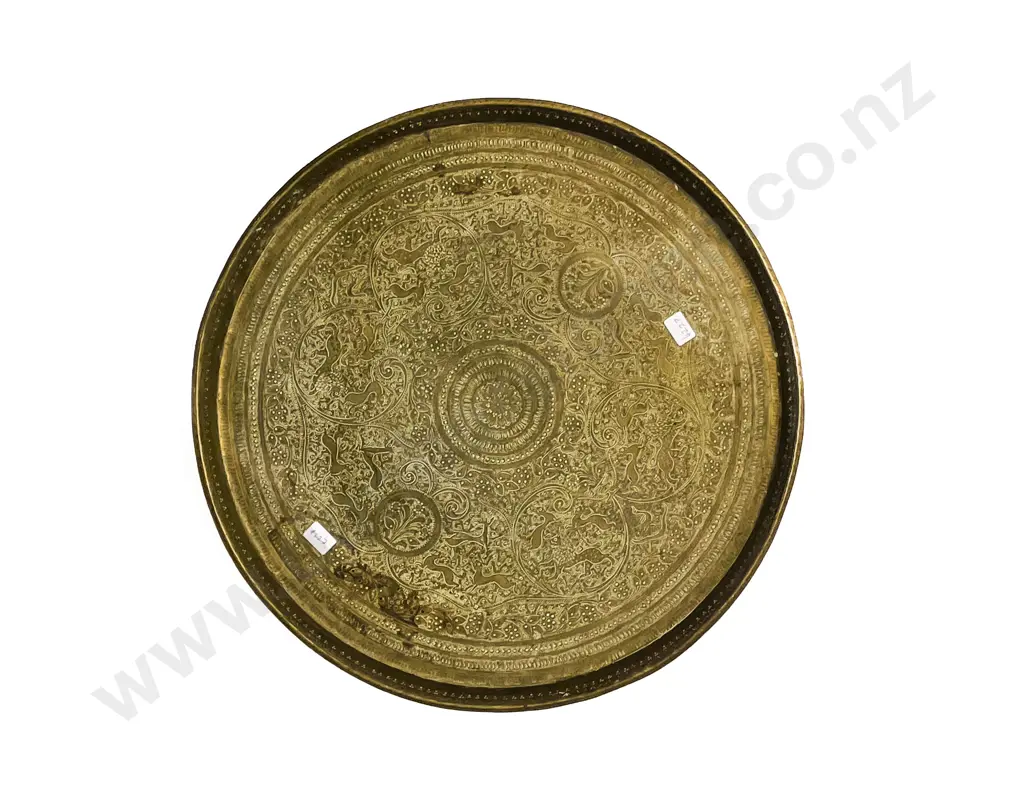 Copper Double Handled Pan & Assorted Brass Trays etc Image 1++