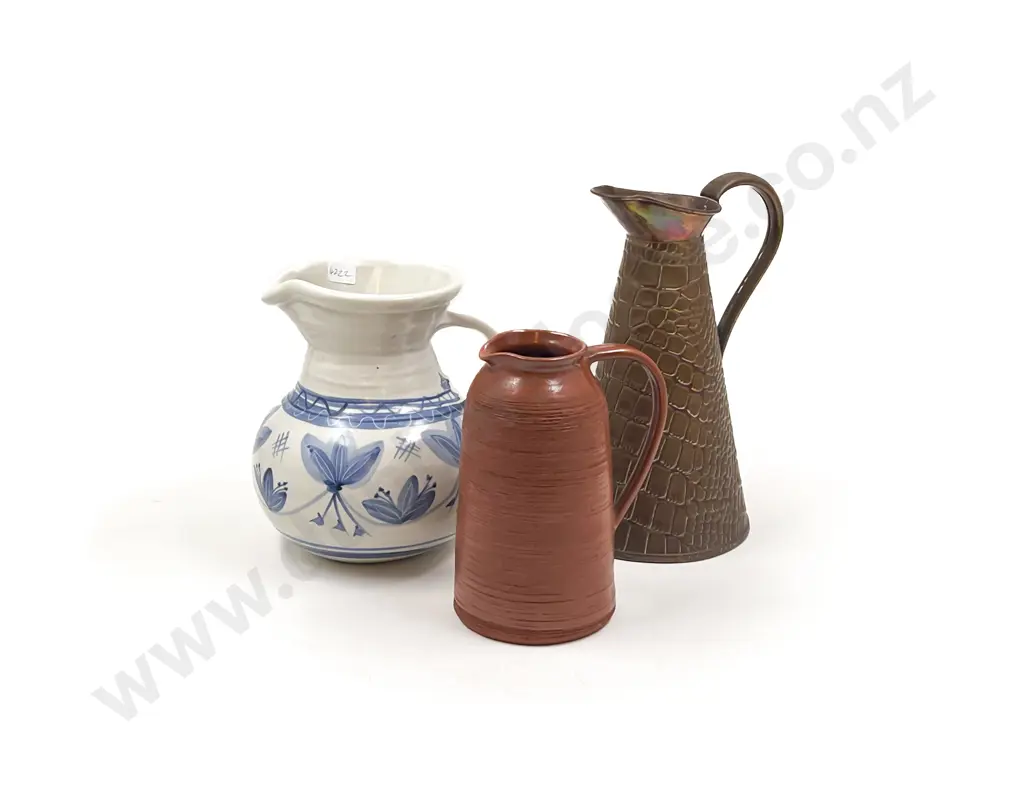 Pottery Jug together with Stoneware Jug & Copper Jug Image 1++
