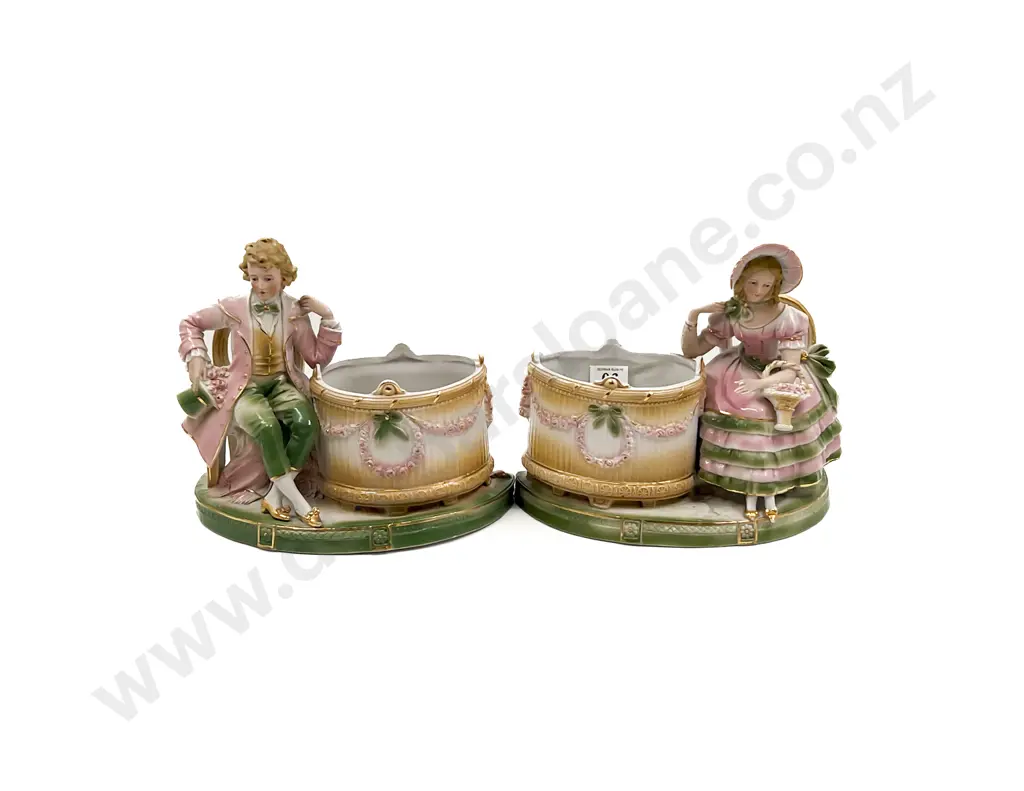 Two Antique China Figural Group Vases Image 1++