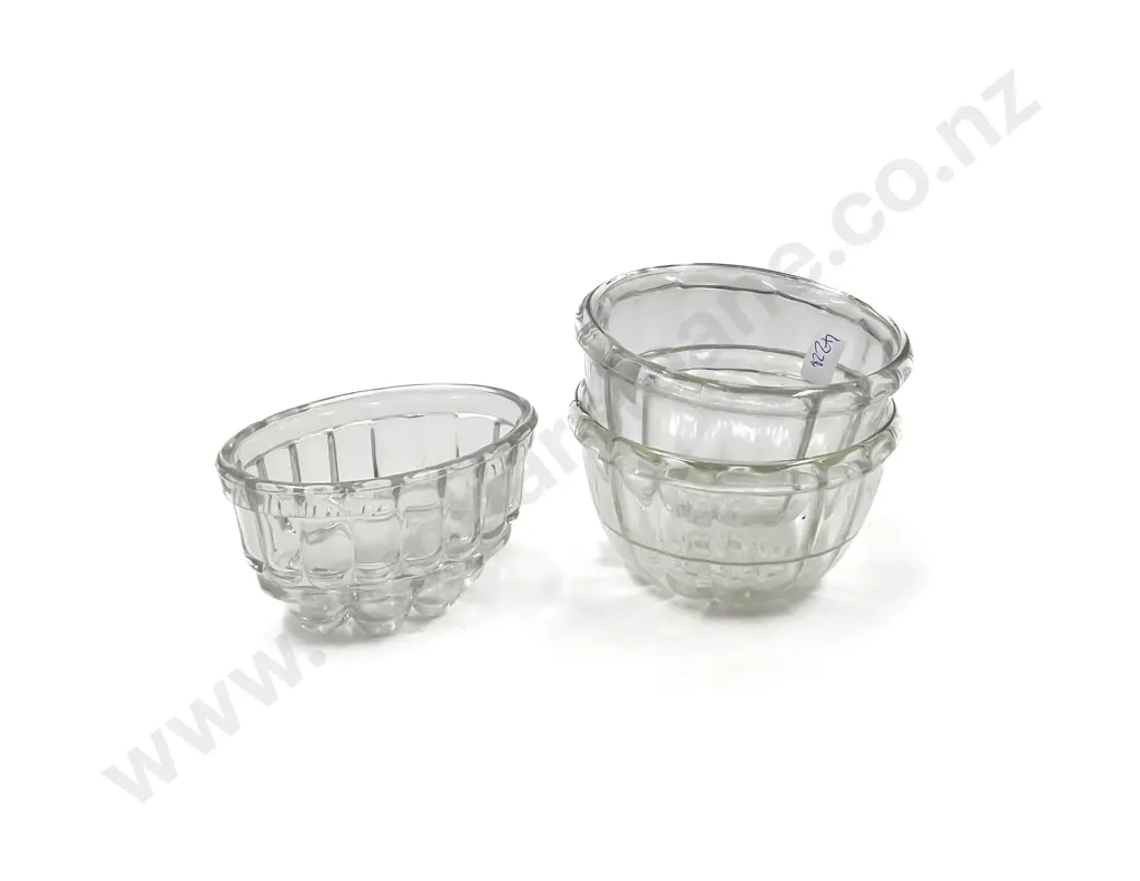 Pair of Vintage Glass Jelly Moulds together with Other Glass Jelly Mould Image 1++
