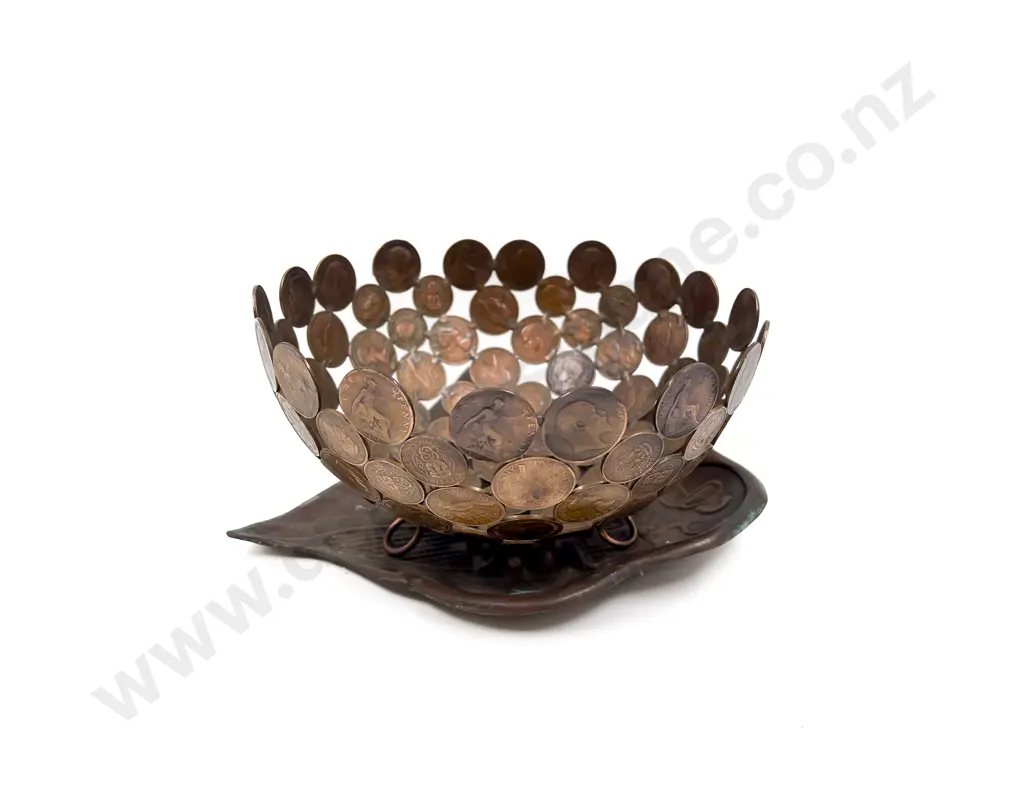 Decorative Penny Bowl together with Art Nouveau Crumb Tray Image 1++