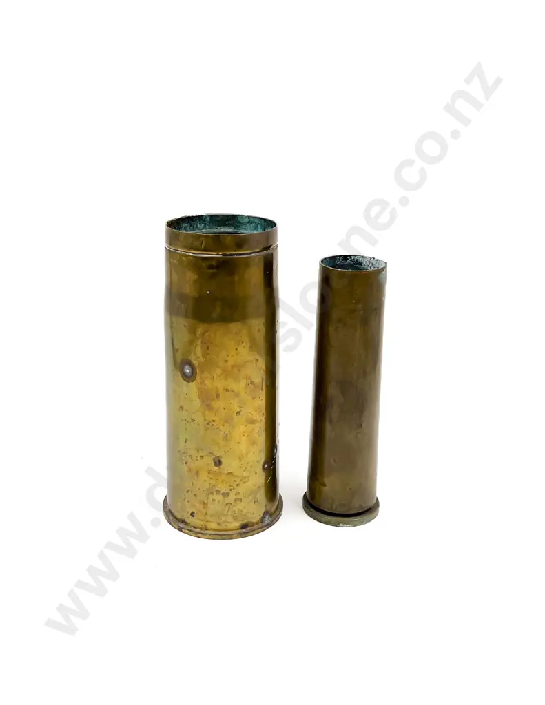 Two WWII Brass Mortar Shell Casings Image 1++