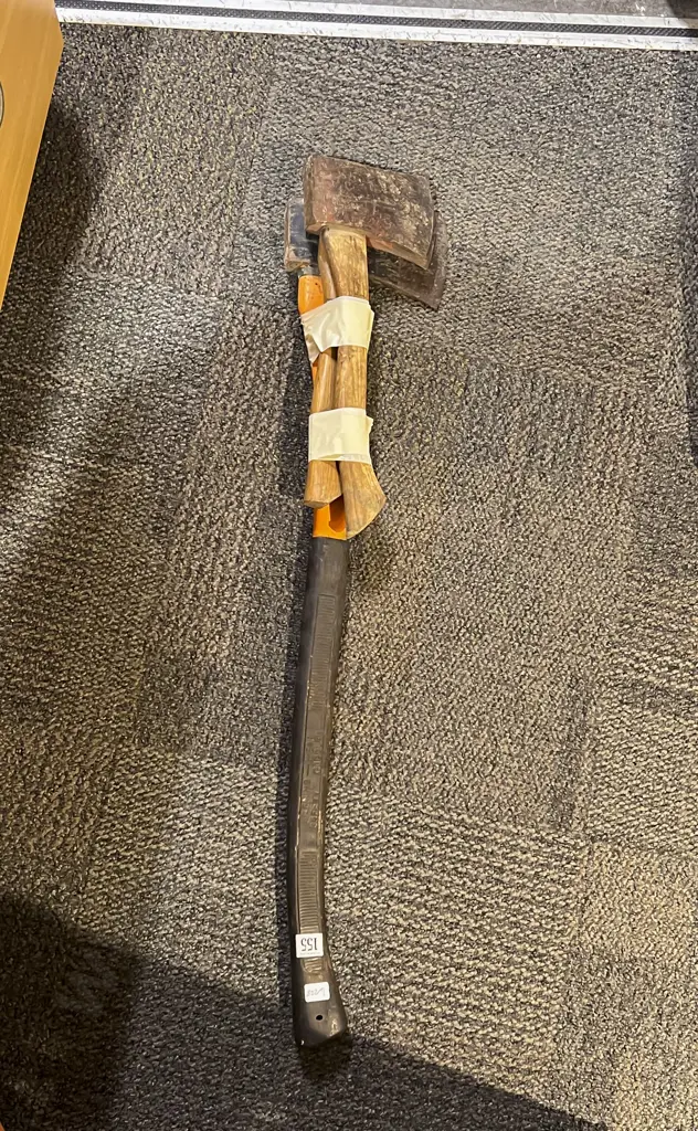 Pair of Vintage Hatchets together with Modern Axe Image 1++