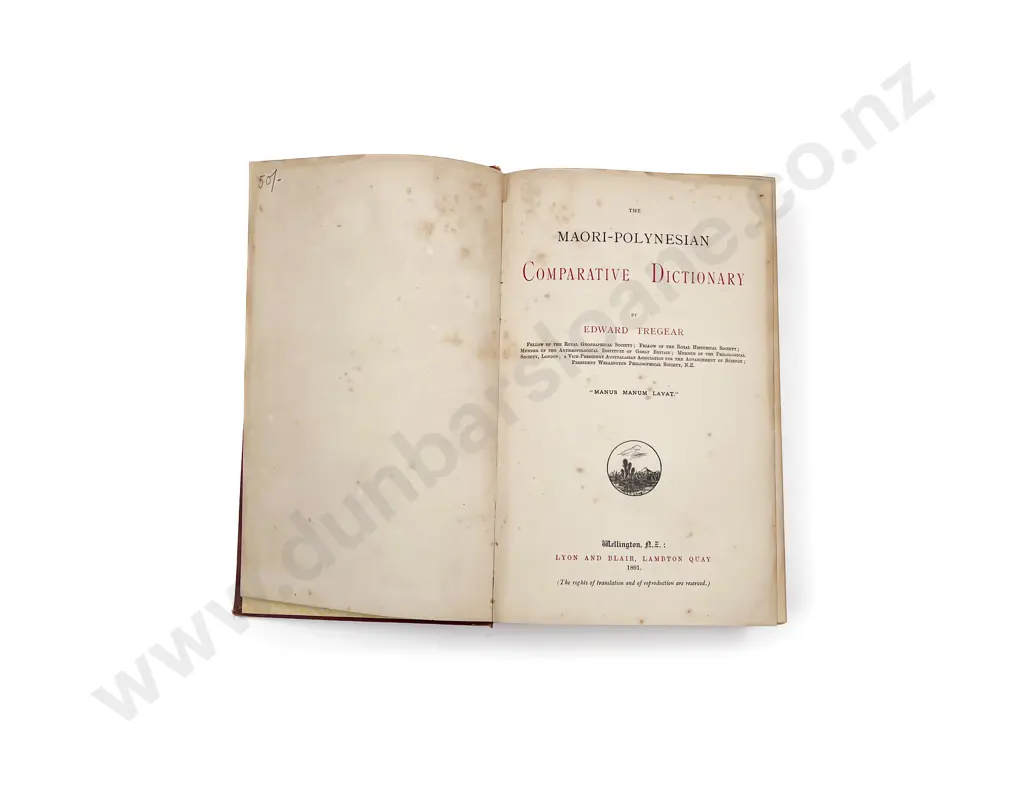 Edward Tregear "Maori-Polynesian Comparative Dictionary" Image 1++